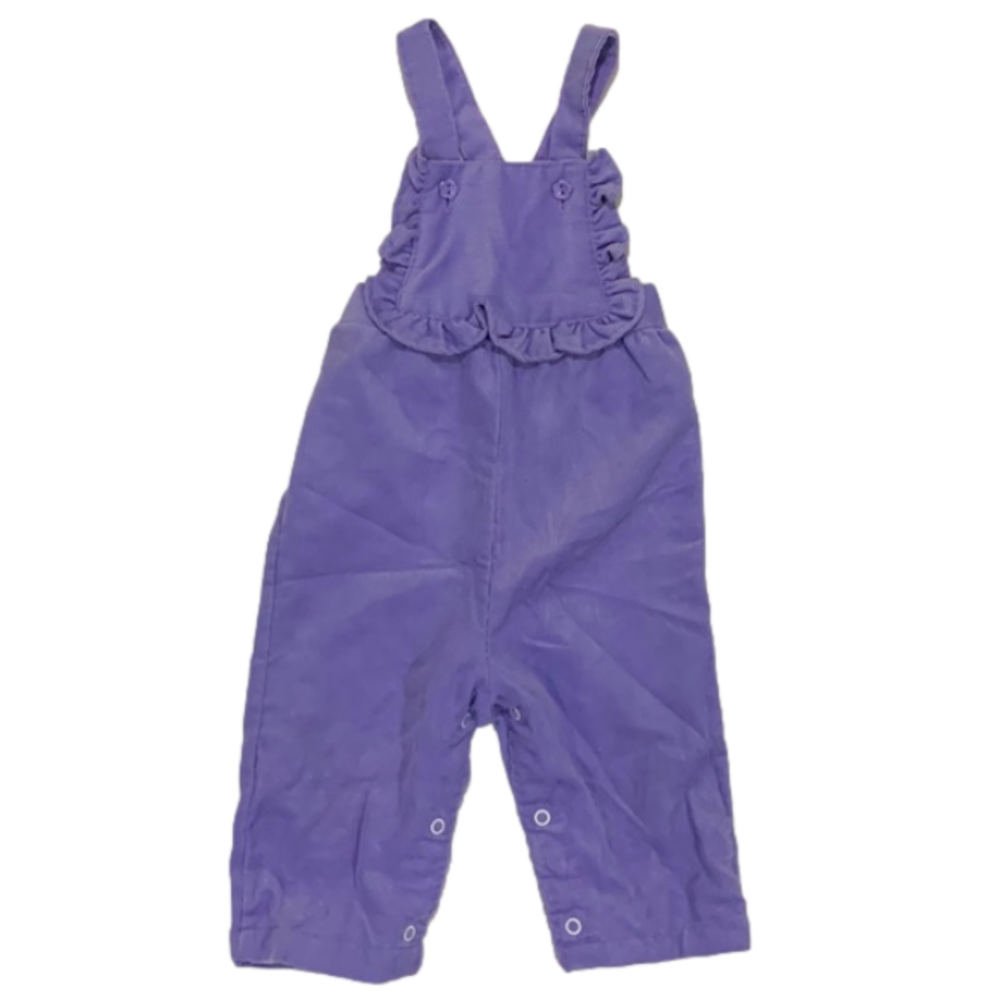 VINTAGE Health Tex Lavender Corduroy Girls Ruffle Trim Overalls 18 months